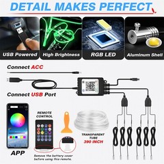 Upgrade 6 in 1 Ambient Strips 16 Million Color RGB LED Car Interior Light Kit US