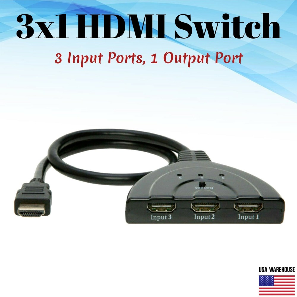 HDMI Switch 3×1 HDTV 1080p Splitter Cable Adapter Converter Hub Box 3 In 1 Out