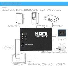 3-Port 3 in 1 Out Hdmi Switch Splitter Box