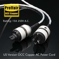 Preffair OCC Copper Silver Plated Audio Amplifier Cable C7 US Plug Power Cable