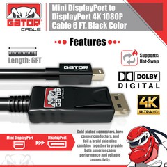 Mini DisplayPort to DisplayPort Cable Mini DP to DP Adapter HD Video 4K 60Hz 6FT