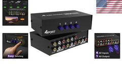 Elegant 4 in 1 RCA Audio Video Selector with 2.6FT AV Patch Cable – Plug & Play