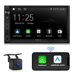 Double DIN CarPlay Android Auto 7″ QLED Car Stereo Radio GPS Bluetooth Head Unit