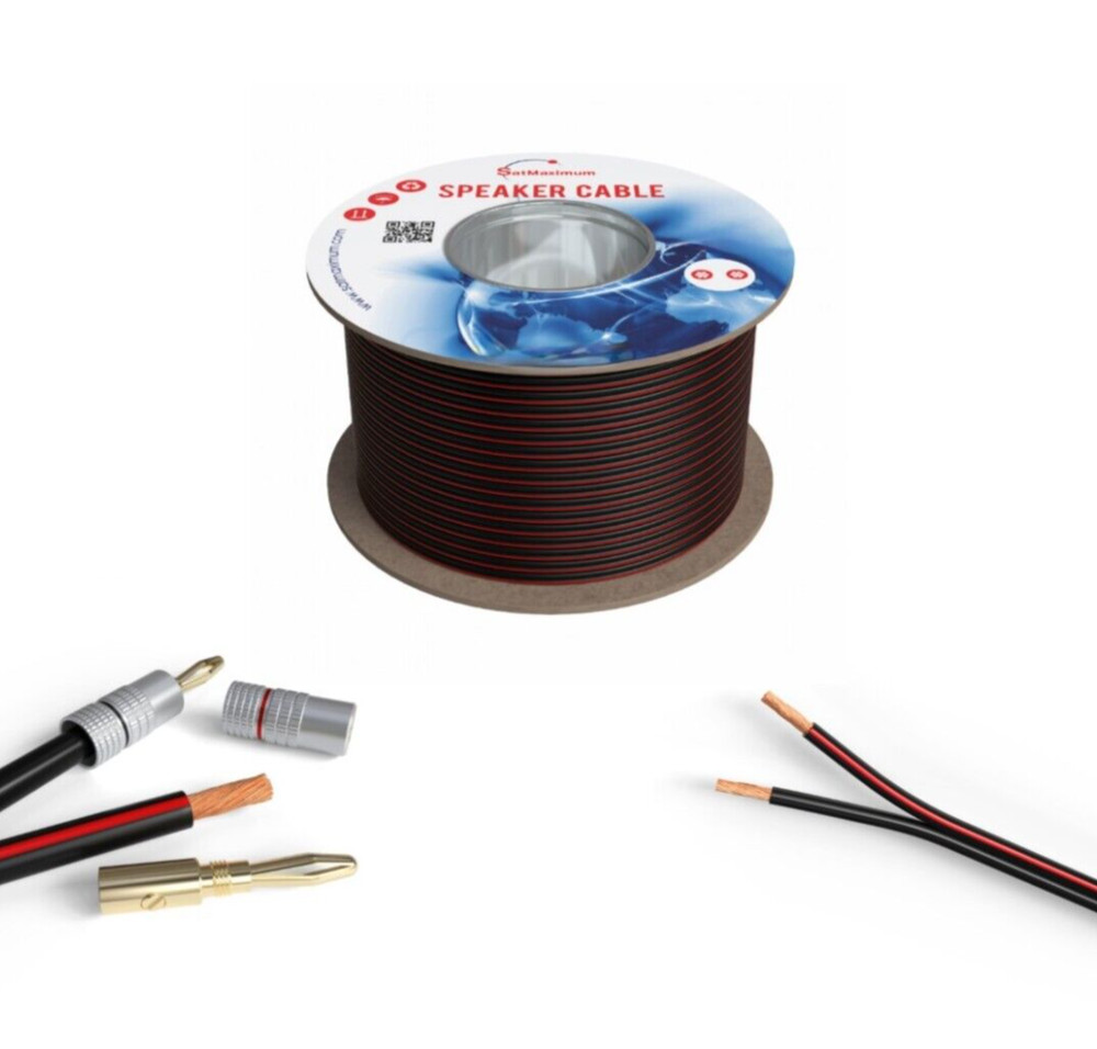 100ft Speaker Cable 14AWG CL3 Rated Bulk In Wall Audio Wire 14/2 Gauge Black