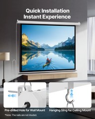 VEVOR Motorized Projector Screen 72 inch 4:3 1080 HD Electric Projector Screen