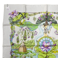HERMES Carré90 Silk Scarf White 90cm x 90cm 100 Silk