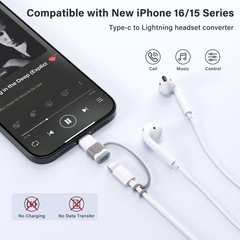 USB C to Lightning Audio Adapter, USB C Male to Female Lightning Headphone Audio