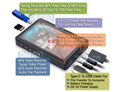 Digital 4.3″ Video Audio Recorder Player Micro SD Input RCA A/V Input 1080P Out