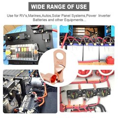 4pcs 2/0 AWG-3/8 Battery Lugs,Heavy Duty Wire Lugs,Ring Terminals,Battery Cab…