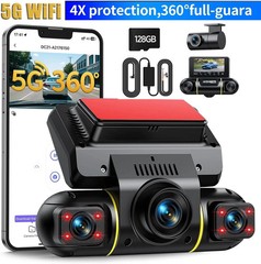 Dash Cam 4 Channel 360°Front Rear Inside Night Vision FHD 1080P Car Camera 128GB