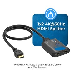 OREI HDMI Splitter 1 input 2 output 4K@30Hz with HDMI Male Connector (HD-102C)