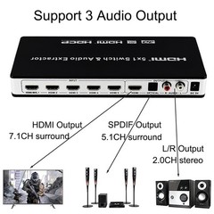 HDMI-Compatible Switch Switcher 5×1 5 in 1 out Audio Extractor 4K For PS4 PS5 x