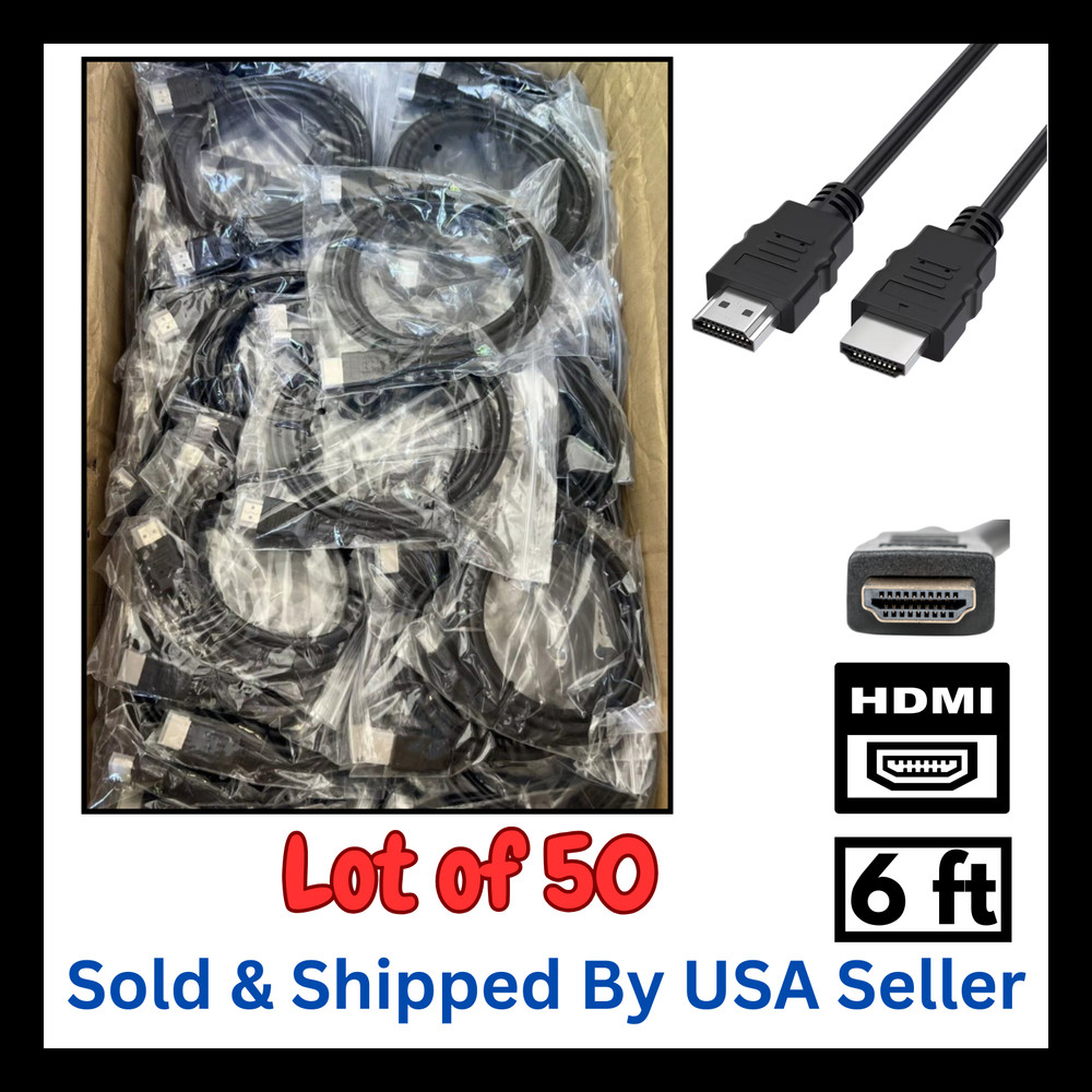 Lot of 50 HDMI Cables 6ft. High Speed – Bulk Wholesale
