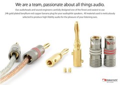 Nakamichi Banana Plug Speaker Connector 24K Gold-Plated Beryllium Red Copper 4mm