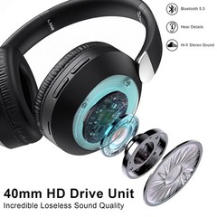 Headphones Over Ear Wireless Foldable Headsets Built-in Mic Hi-Fi Stereo Bass