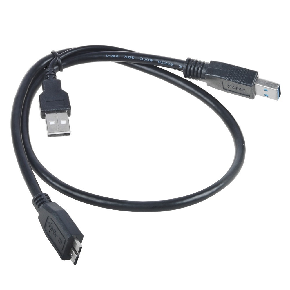 2PCS USB 3.0 Dual Power Y Shape Hard Drive Cable USB 3.0 Type A Male to Micro B