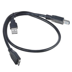 2PCS USB 3.0 Dual Power Y Shape Hard Drive Cable USB 3.0 Type A Male to Micro B