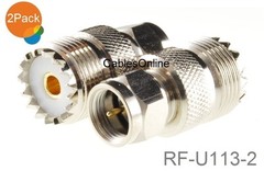 2-Pack F-Type Male Plug to UHF PL259 Female Jack Adapter, CablesOnline RF-U113-2