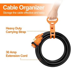 Ueakpic 30 Amp Generator Cord And Pre-Drilled Outlet Kit 25Ft Generator Cable