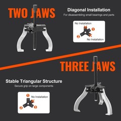 VEVOR Gear Puller Set, 3″ and 7″ Kit, 3 Jaw Bearing 2 Piece