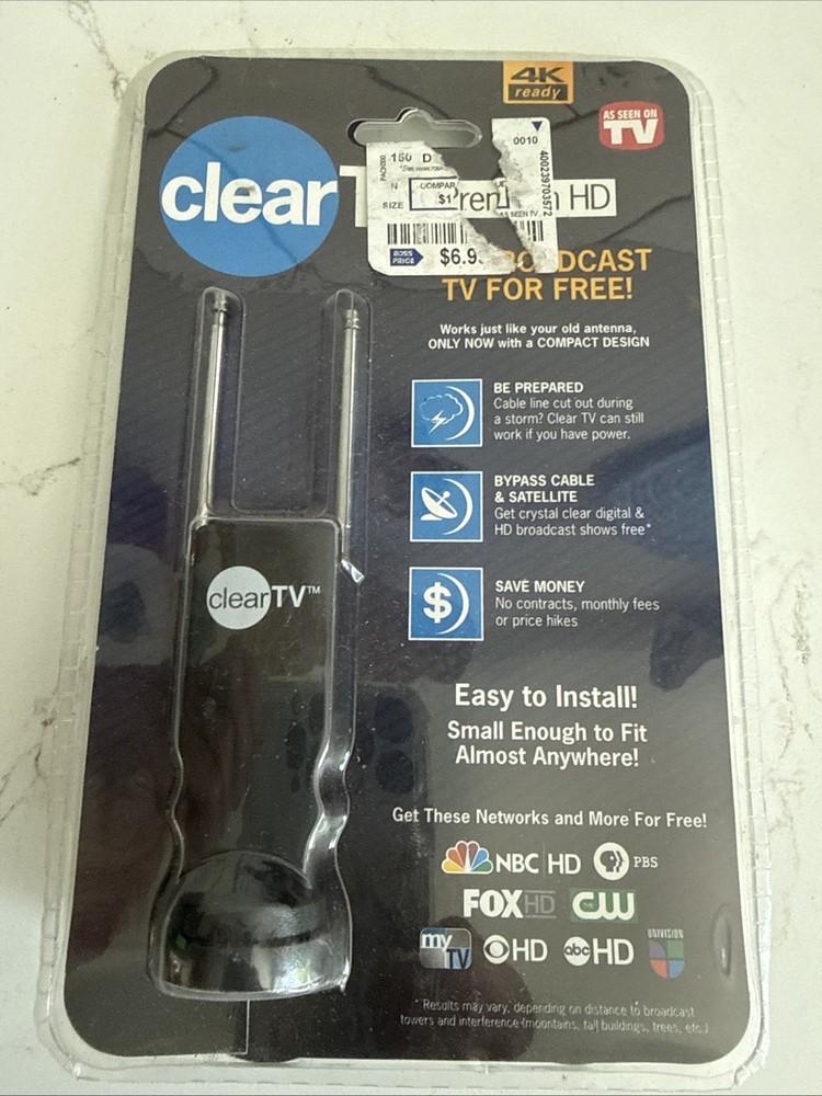Clear TV Premium Mini 4K Ultra HD TV Antenna As Seen On TV Free Broadcasting E 1
