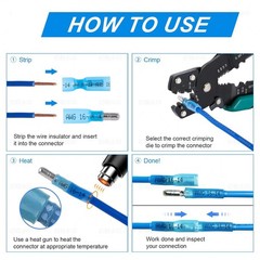 200PCS Heat Shrink Spade Connectors Kit 22-10 AWG Female Male Spade Terminlas