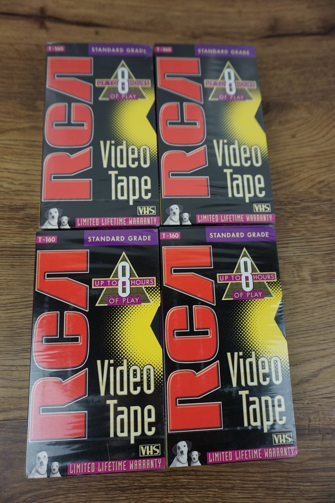 RCA T-160 VHS Video Tape Lot (4) Factory Sealed Up to 8 Hours New