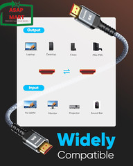 Highwings Short 8K HDMI Cable 1FT/0.3M 48Gbps, Ultra High Speed HDMI Braided Cor