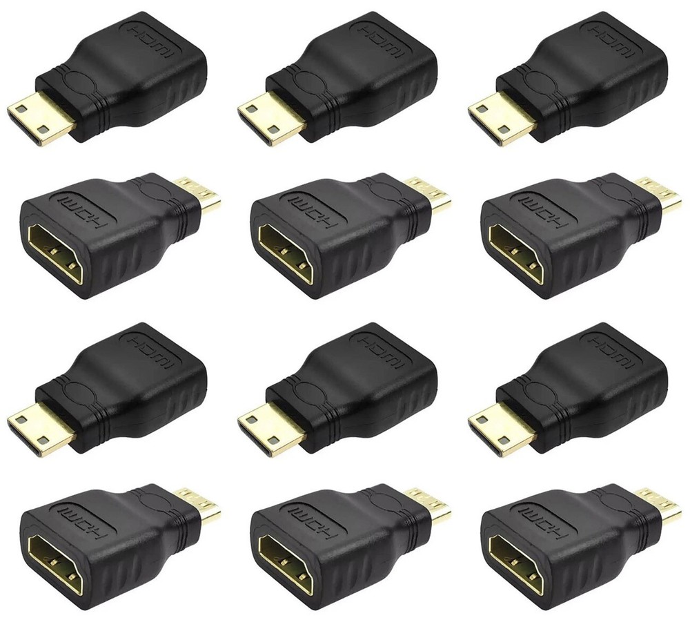 12x Mini HDMI Male to Standard HDMI Female Adapters Gold Plated HDTV 4K 1080p