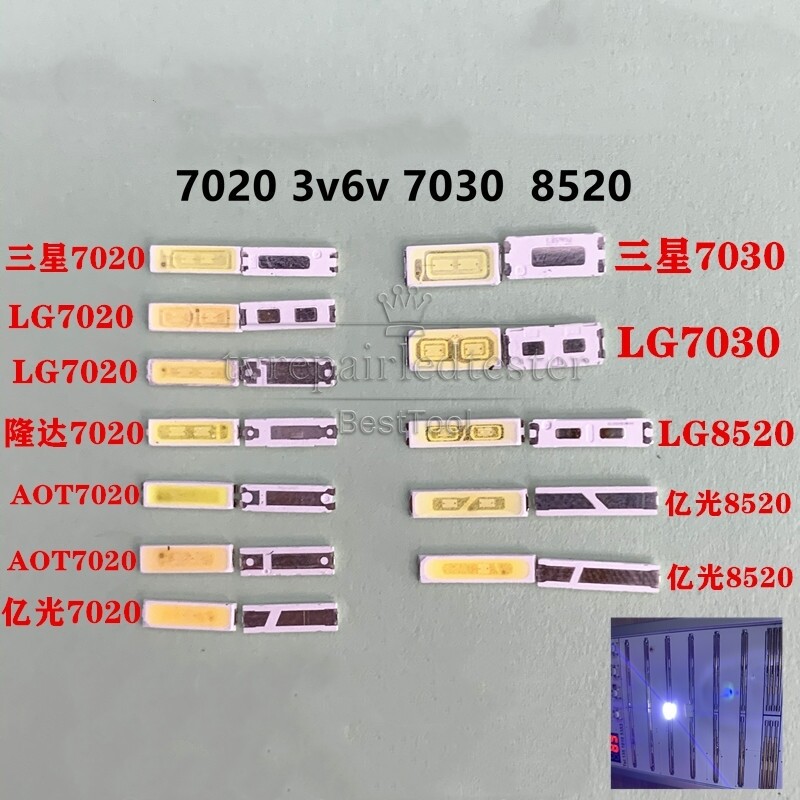 100pcs FOR LG SAMSUNG LED Backlight 0.5W 1W 1.5W 7020 7030 8520 3V 6V Cool White