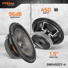 2x PRV 8″ Midrange Water Resistant Speakers 8MR450CF-4 Carbon Fiber 900W 4 Ohm