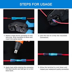 200/50pcs Heat Shrink Butt Wire Connectors Crimp Terminal Waterproof 26-10AWG