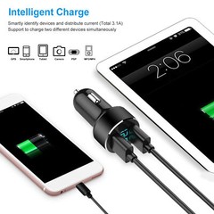 Fast Charge Alloy Dual USB Car Charger Adapter for iPhone XR XS Tablets and PCs