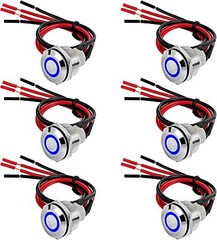 LED ON/OFF Stainless Steel Push Button Panel Mount Switch w/Harness