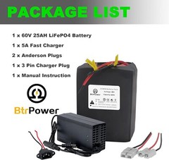 60V Battery 25Ah Lithium Iron Phosphate Lifepo4 Battery Pack 1500W EBike 50A BMS
