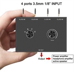 4 Way 3.5mm Jack Audio Switcher Stereo Bi-Directional 4 in 1 out / 4 in 1 out