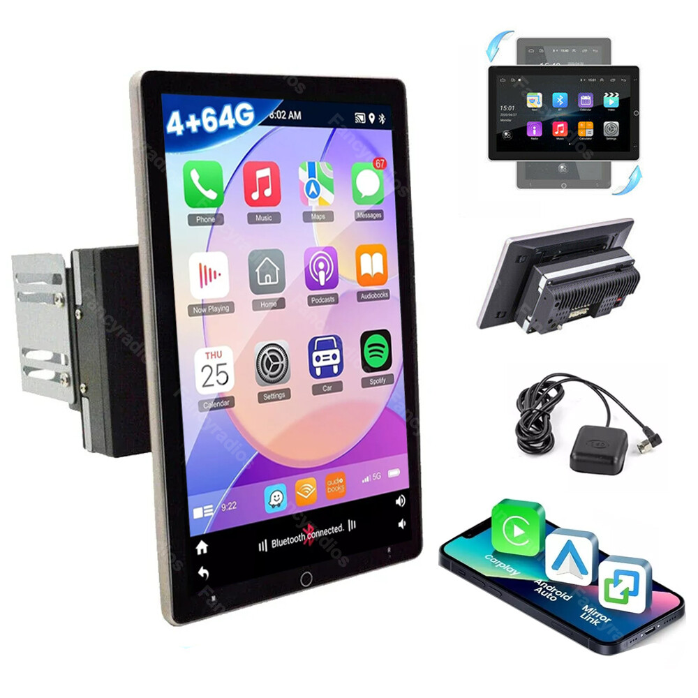 Android 13 Double Din 10.1″ Rotatable Touch Screen Car Stereo Radio Carplay GPS