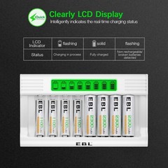 EBL 8-Bay AA AAA Battery Charger for NiMH AA AAA Rechargeable Batteries