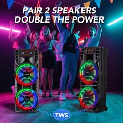 12” Dual Portable Bluetooth Speaker Subwoofer FM Heavy Bass Sound Karaoke W/Mic
