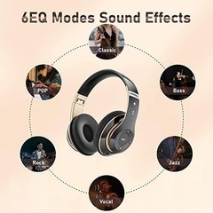 Bluetooth Headphones Over Ear, 6S Wireless Headphones Wired with 6 EQ Modes, …