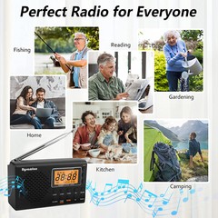 Portable FM/AM/SW Radio Receiver Digital LCD Display Clock Loud Speaker+Earphone