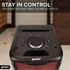 Gemini GLS-550 DJ Big Wireless Bluetooth LED Lights Party Speaker Mic Remote