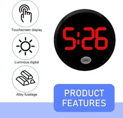 Digital Dashboard Clock, LED Time Luminous Touch High Definition Cl Color: Red