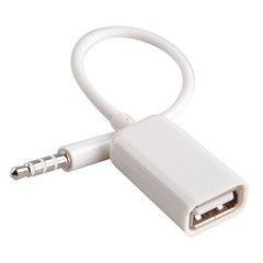 Oxsubor AUX to USB Adapter, 3.5mm Male Audio Jack TO USB, white