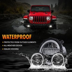 9in LED HEADLIGHTS HALO LED FOG LIGHT COMBO FOR JEEP WRANGLER JL JT 2018-2024