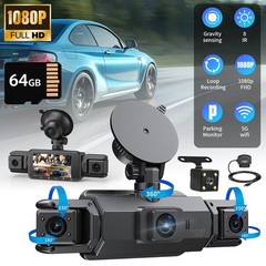 360 Degree View 4 Channel Dash Cam Front and Rear Inside Left Right, Dash Camera