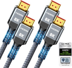 10K 8K HDMI 2.1 Cable 2-Pack 6.6FT, Highwings Certified 48Gbps Ultra High Speed