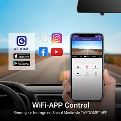 AZDOME 1296P Dash Cam WiFi Night Vision Parking Mode Small Camera for Car 1080P