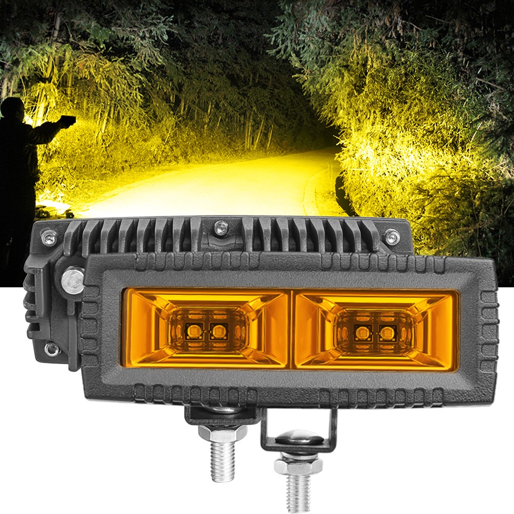2x 5″ LED Pods Light Bar Amber Yellow Fog Lamp Offroad Driving Truck ATV SUV 4WD