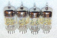 NOS MATCH QUAD *D* GETTERS 5 STAR 6201 ECC81 12AT7 3 MICA TUBES USA MADE 1950’S